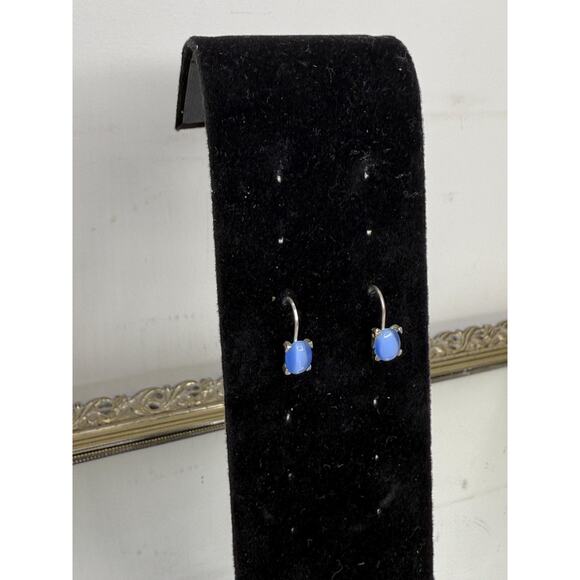Stunning Vintage Sterling Silver Blue Cats Eye Earrings - Picture 9 of 10